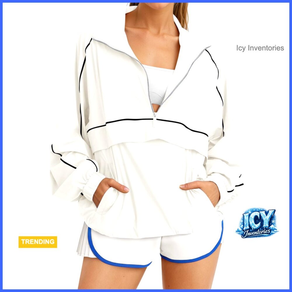 Lightweight Polyester Quarter Zip Pullover With U… - image 1